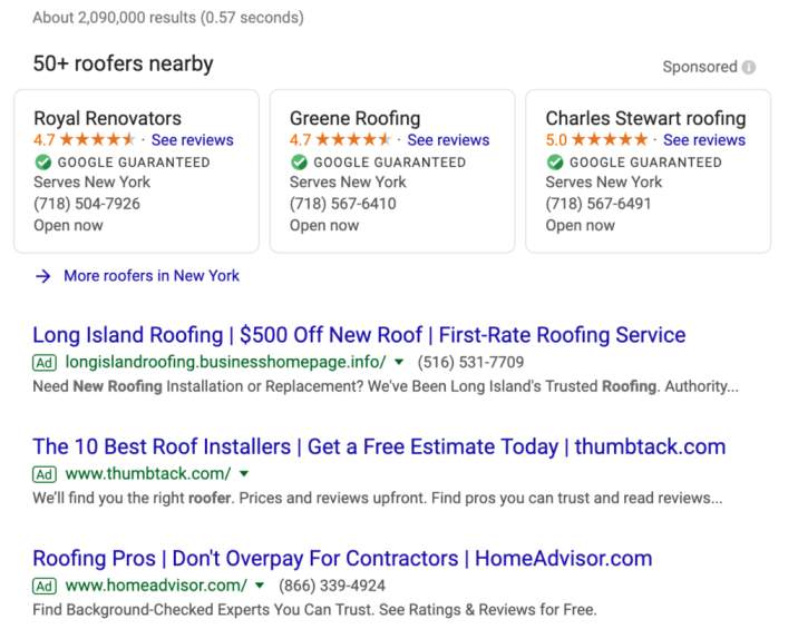 New York Roofers Local Listing Search Engine Results Page 